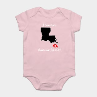 I Survived Hurricane Ida 2021 (Louisiana / Black / White) Baby Bodysuit